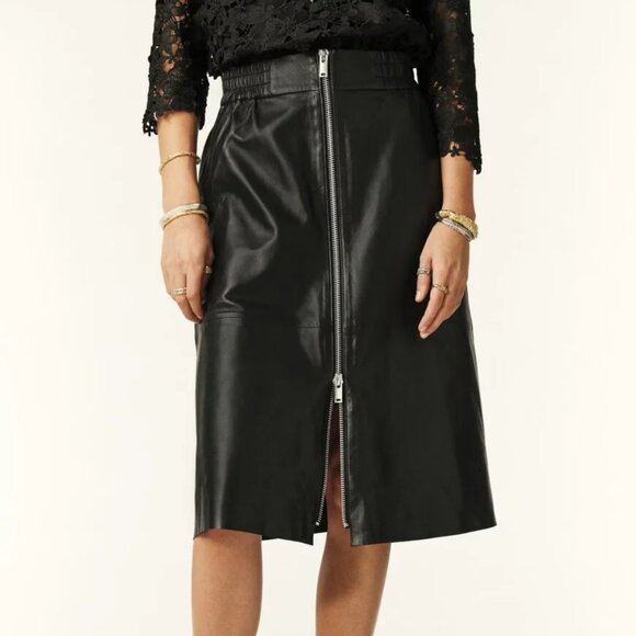 ba&sh Dresses & Skirts - ba&sh Leather Midi Skirt Black Size 36 Edgy Sophisticated Capsule Luxe Like New